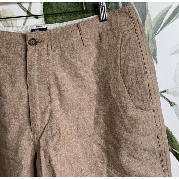 J Cew Factory Mens Size 36 Brown Linen Blend Flat Front Casual Shorts - Picture 4 of 5